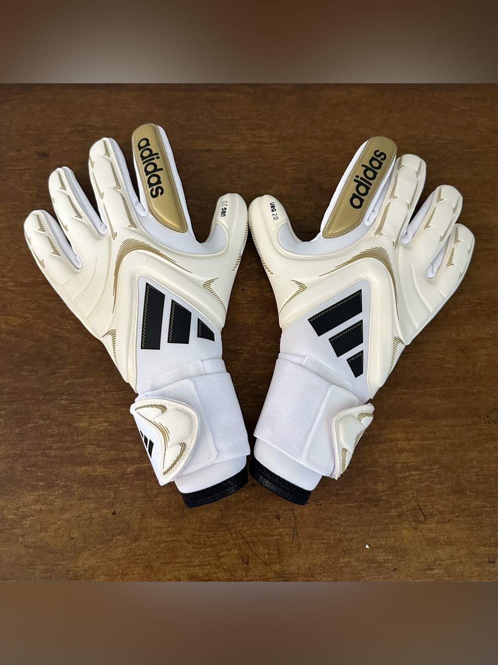 $130...Adidas Copa Pro size 8 Goalkeeper Gloves White/Gold-Black. JZ5793